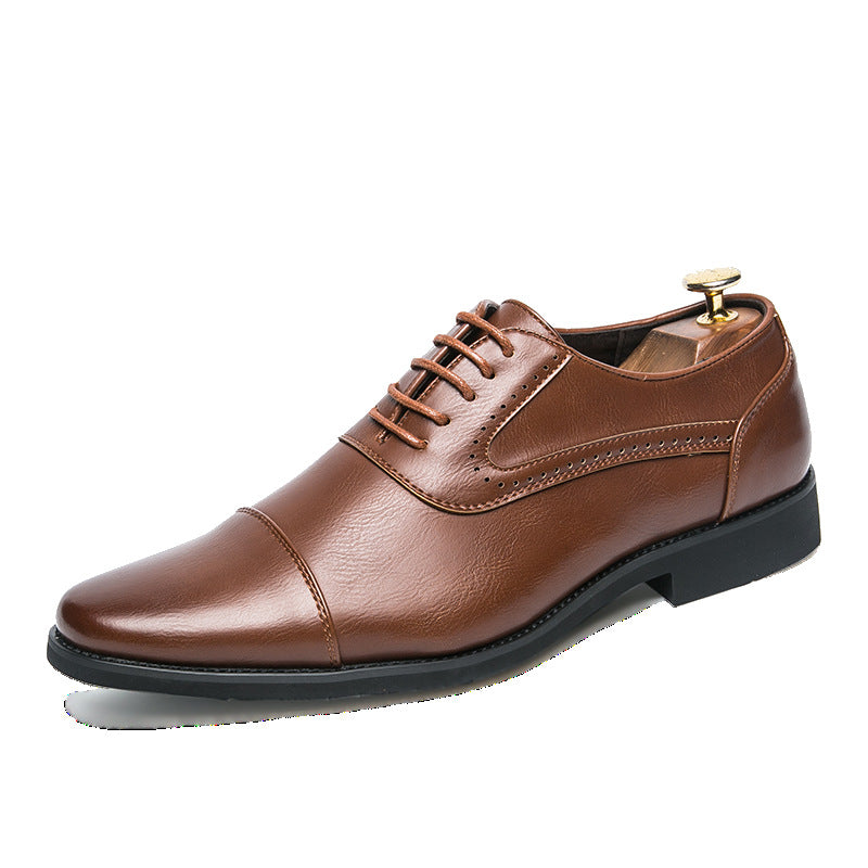 Korean Business Dress Retro Oxford Leather Shoes Product information: Product category: leather shoes Upper material: microfiber leather Sole Material: Rubber Applicable gender: male Toe shape: leather toe cap Upper height: low Color: black, brown Size in