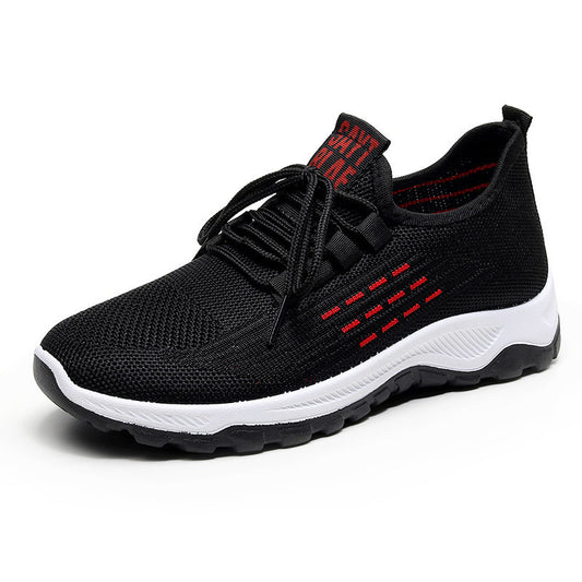 Spring Breathable Flying Woven Sports Shoes Product Information: Product category: sports casual shoes Style: Sports Suitable season: summer, spring, autumn Applicable gender: female Upper material: flying woven fabric Popular elements: stitching, color m