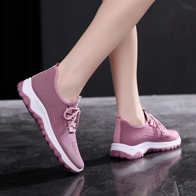 Spring Breathable Flying Woven Sports Shoes Product Information: Product category: sports casual shoes Style: Sports Suitable season: summer, spring, autumn Applicable gender: female Upper material: flying woven fabric Popular elements: stitching, color m
