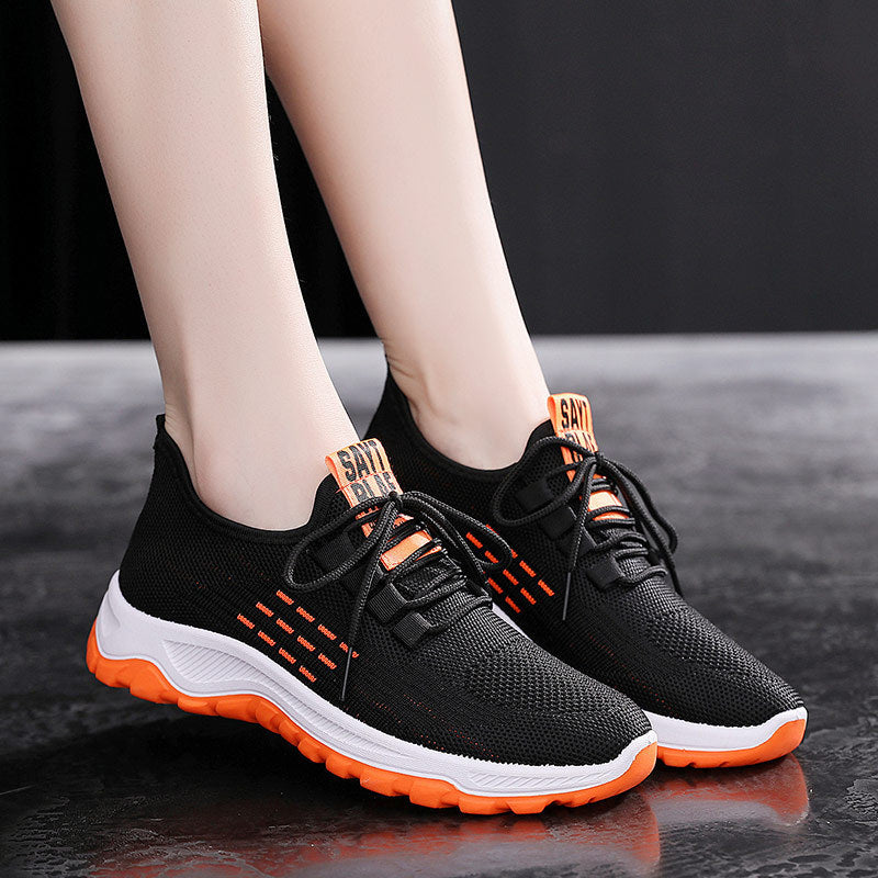 Spring Breathable Flying Woven Sports Shoes Product Information: Product category: sports casual shoes Style: Sports Suitable season: summer, spring, autumn Applicable gender: female Upper material: flying woven fabric Popular elements: stitching, color m