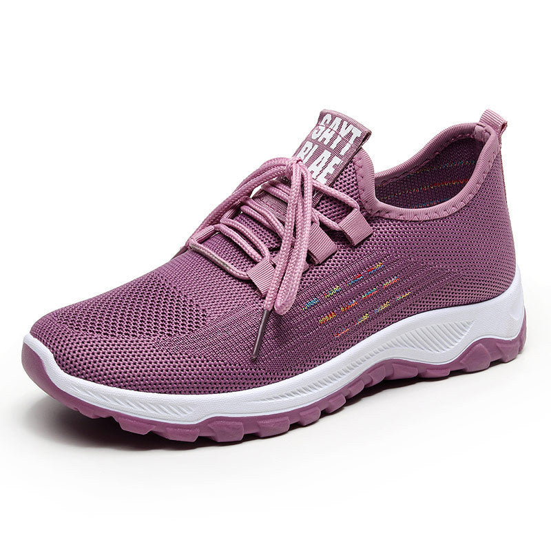 Spring Breathable Flying Woven Sports Shoes Product Information: Product category: sports casual shoes Style: Sports Suitable season: summer, spring, autumn Applicable gender: female Upper material: flying woven fabric Popular elements: stitching, color m