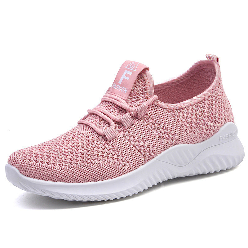 Comfortable Flying Woven Breathable Sneakers Women Casual Shoes Product information: Upper material: mesh Heel height: flat heel Pattern: plain Color: H-66 pink, H-66 black, H-66 white, H-66 gray Sole material: PVC Inside material: cloth Upper height: low
