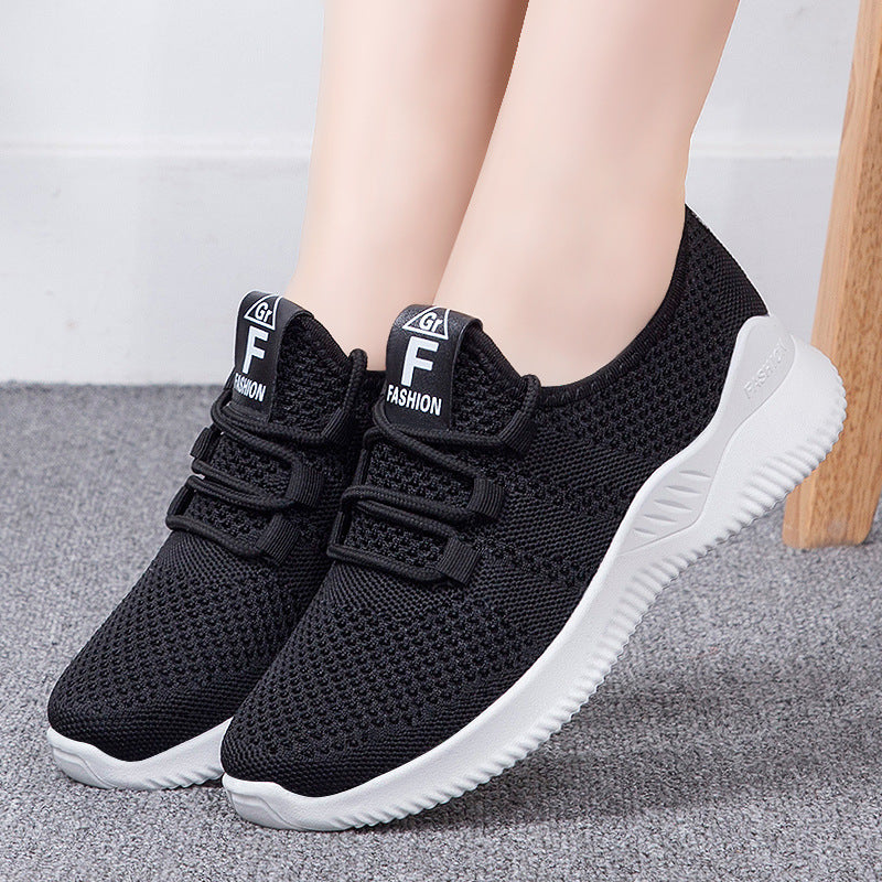 Comfortable Flying Woven Breathable Sneakers Women Casual Shoes Product information: Upper material: mesh Heel height: flat heel Pattern: plain Color: H-66 pink, H-66 black, H-66 white, H-66 gray Sole material: PVC Inside material: cloth Upper height: low