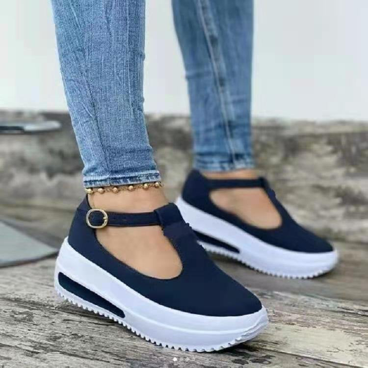 Thick Sole Increased Women's Single Shoes Buckle Casual Product information： pattern: plain Toe shape: round toe Popular elements: shallow mouth, sponge cake heel, waterproof platform, belt buckle Upper material: suede Inside material: cotton Upper height
