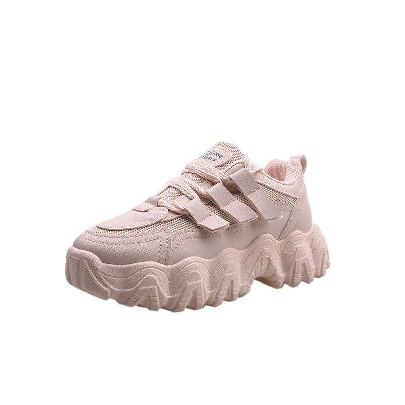 Daddy Shoes Women'S Autumn Thick-Soled Increase Casual Net Red Fashion Sneakers Product information: Applicable gender: female Upper Material: Artificial PU Popular elements: belt decoration, cross straps, waterproof platform, leather stitching Toe shape: