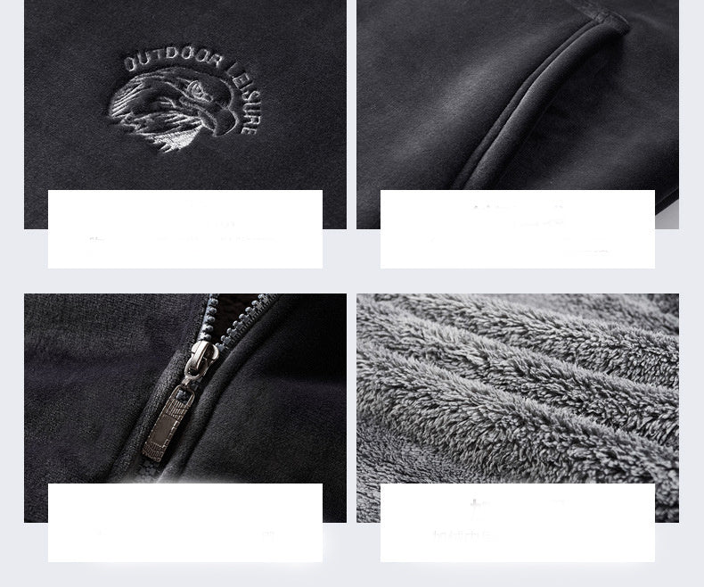 Men's Casual Cardigan Jacket New Men Plus Velvet Warm Gold Velvet Hooded Sweater Suit Men Product information: Thickness: thicker Length: trousers Top style: coat Top sleeve length: long sleeve suitable season: winter Fabric name: chemical fiber blended C