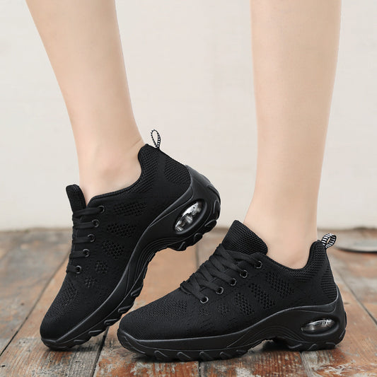 New Air Cushion Women'S Shoes Thick-Soled Rocking Shoes Ladies Sneakers Fashion All-Match Flying Woven Casual Shoes Product information: Popular elements: car suture Toe shape: round toe Upper Material: Artificial PU Applicable gender: female Heel height: