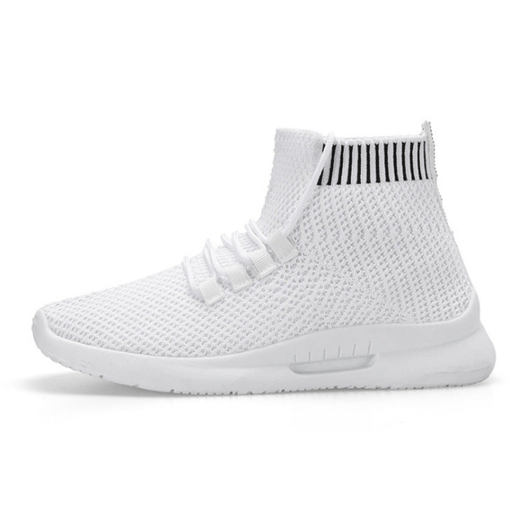 Women's High-Top Stretch Fly Woven Breathable Socks Shoes Product Information: Popular elements: car suture Toe shape: round head Upper material: flying weave Applicable gender: female Heel height: low heel (1-3CM) pattern: plain Sole material: plastic In