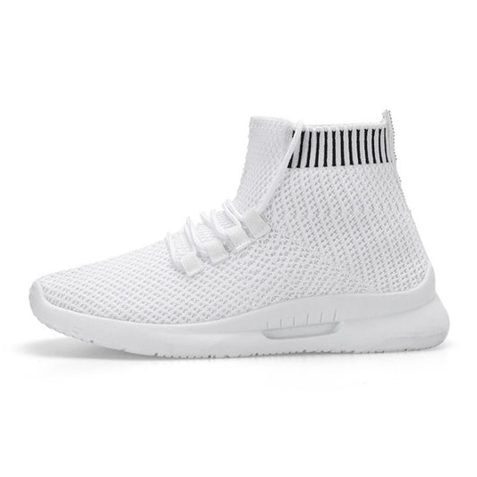 Women's High-Top Stretch Fly Woven Breathable Socks Shoes Product Information: Popular elements: car suture Toe shape: round head Upper material: flying weave Applicable gender: female Heel height: low heel (1-3CM) pattern: plain Sole material: plastic In