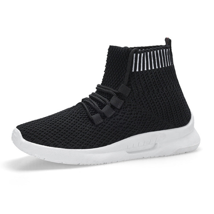Women's High-Top Stretch Fly Woven Breathable Socks Shoes Product Information: Popular elements: car suture Toe shape: round head Upper material: flying weave Applicable gender: female Heel height: low heel (1-3CM) pattern: plain Sole material: plastic In