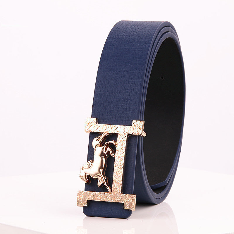 Horse gold buckle Real leather belt Width: 3.3CM Material: Leather Horse gold buckle Real leather belt Width: 3.3CM Material: Leather 0