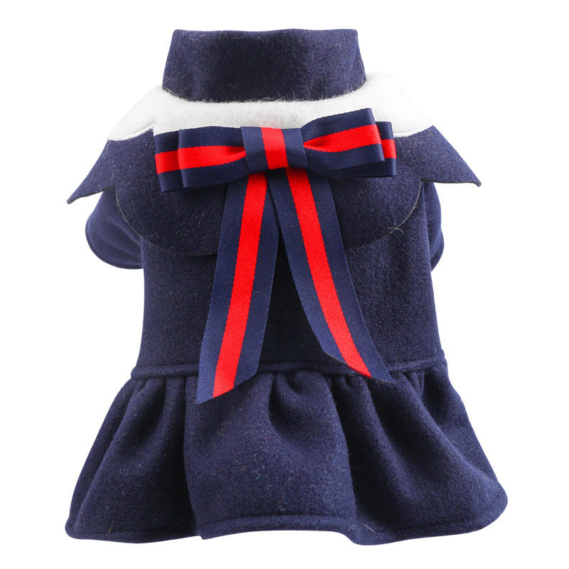 Pet Dog Cat Autumn And Winter Woolen Cloth Student British Style Cat And Aat Costume Product Information: Material: Polyester Place of Origin: Jiangsu Product Category: Skirt Style: British Brand: Petcircle Applicable gender: General Product Packaging: An