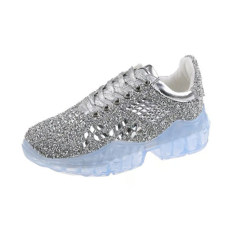 The New Vulcanized Thick-Soled Full-Drilled Casual Sports Shoes Are Comfortable And Non-Slip Product Information: Product Name: Rhinestone Sports Shoes Material: artificial PU, rhinestones Sole Material: Rubber Inside material: mesh Popular elements: spon