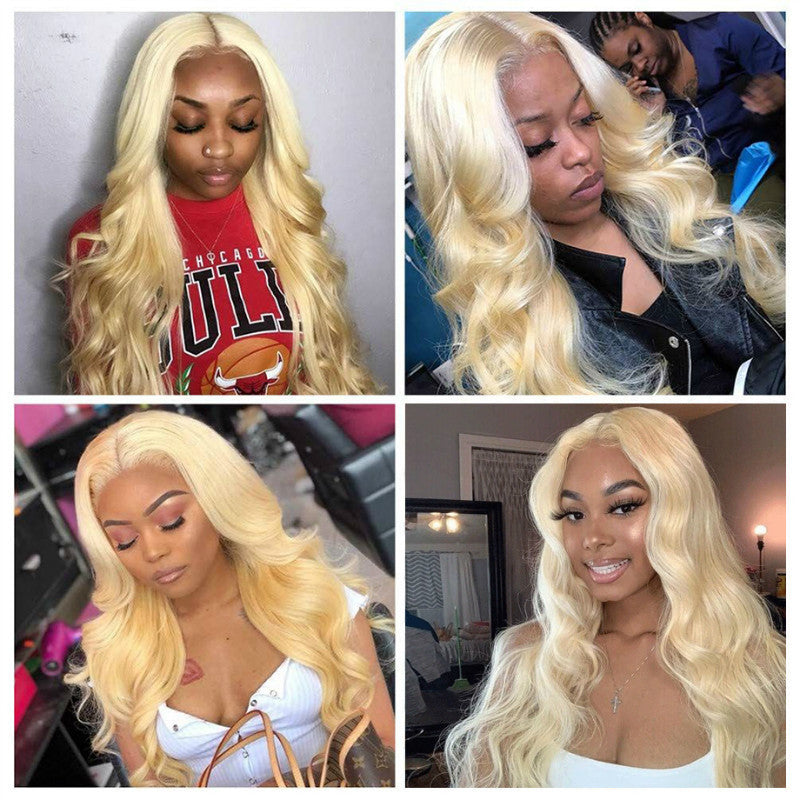 Blonde Lace Front Wig Transparent Lace Frontal Wig Pre Plucked Brazilian Body Wave Human Hair Wigs Product information: Product Name: Medium Length Curly Hair Color: light gold/light brown/dark brown/natural black Material: high temperature wire Inner net