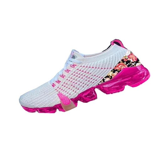Round Toe Low-Top Spot Flying Woven Breathable Sports Shoes Product information： Applicable gender ： female Heel height ： Middle heel (3-5cm) How to dress ： Sleeve / overshoes function ： Breathable and durable Applicable Sports ： currency Packing list: Sh