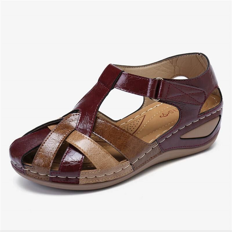 Summer Sandals Waterproof Mixed-color Design Wedges Shoes Women Product information: Style: Retro Style Popular elements: hollow, stitching Inventory type: whole order Upper Material: Artificial PU Cortical features: sheepskin Size Information: packing li