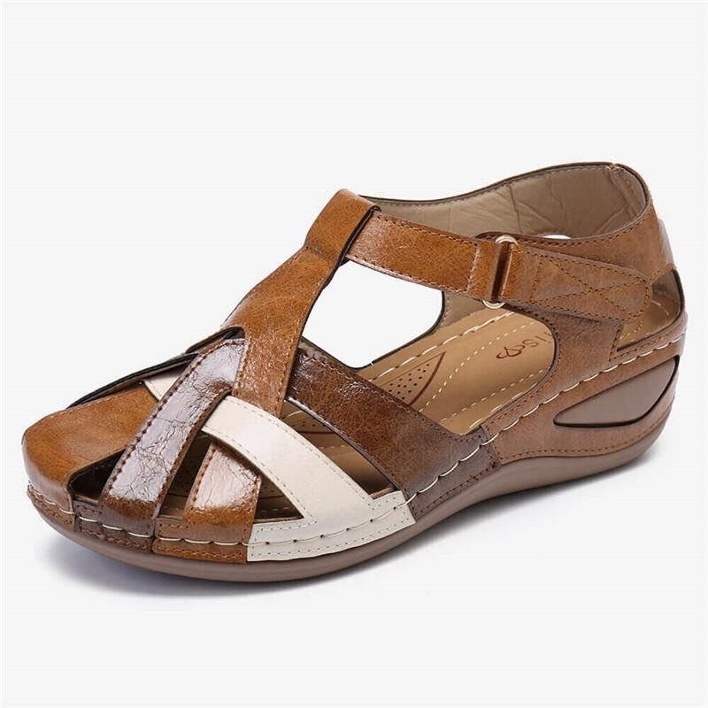 Summer Sandals Waterproof Mixed-color Design Wedges Shoes Women Product information: Style: Retro Style Popular elements: hollow, stitching Inventory type: whole order Upper Material: Artificial PU Cortical features: sheepskin Size Information: packing li