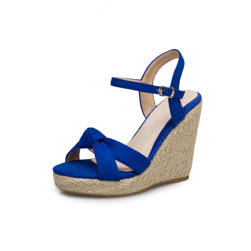 Wedge Heel Super High Heels Platform Platform Platform Platform Platform Sandals With Toe Roman Sandals High Heel Straw Woven Women's Shoes Product Information: Upper material suede Toe shape fish mouth Product category Roman shoes Supply category Spot st