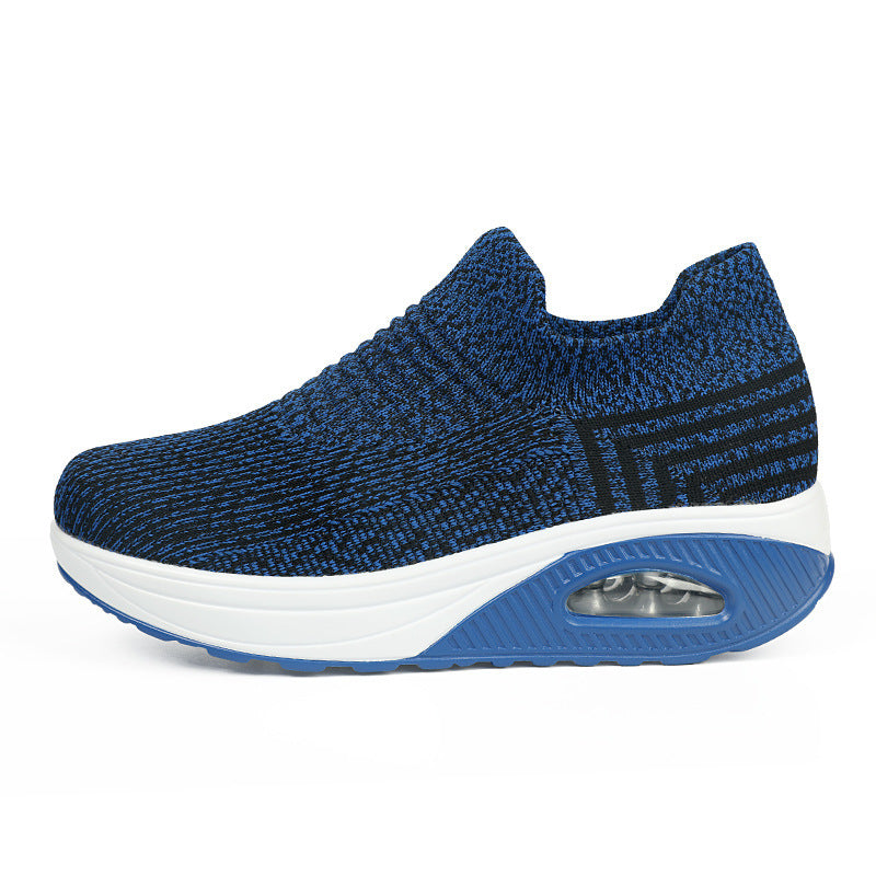 Slip-on Lazy Shoes Flying Woven Shaking Shoes Women Overview: Unique design, stylish and beautiful. Good material, comfortable feet. A variety of colors, any choice. Specification: Sole material: PU Inside material: mesh Upper material: flying weave Heel