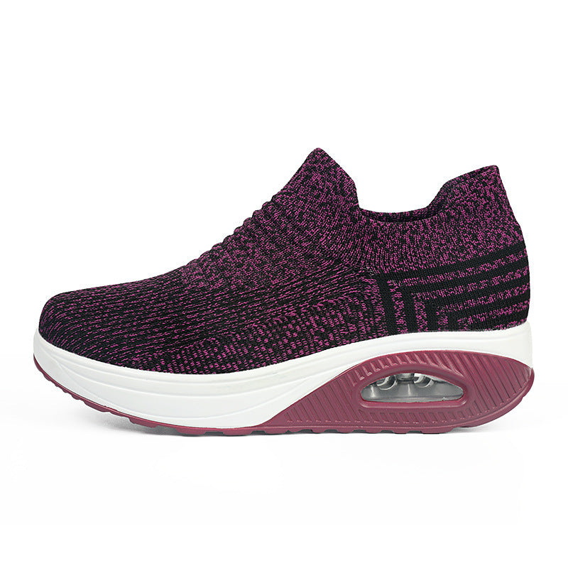 Slip-on Lazy Shoes Flying Woven Shaking Shoes Women Overview: Unique design, stylish and beautiful. Good material, comfortable feet. A variety of colors, any choice. Specification: Sole material: PU Inside material: mesh Upper material: flying weave Heel