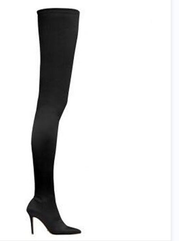 New Silk Stiletto Heel Women's Boots Product information: Pattern: solid color Color: Black Length of socks: beyond the knee Heel shape: stiletto heels Size: 35, 39, 40, 36, 41, 38 Sole material: Composite Popular elements: sewing thread Thickness: ordina