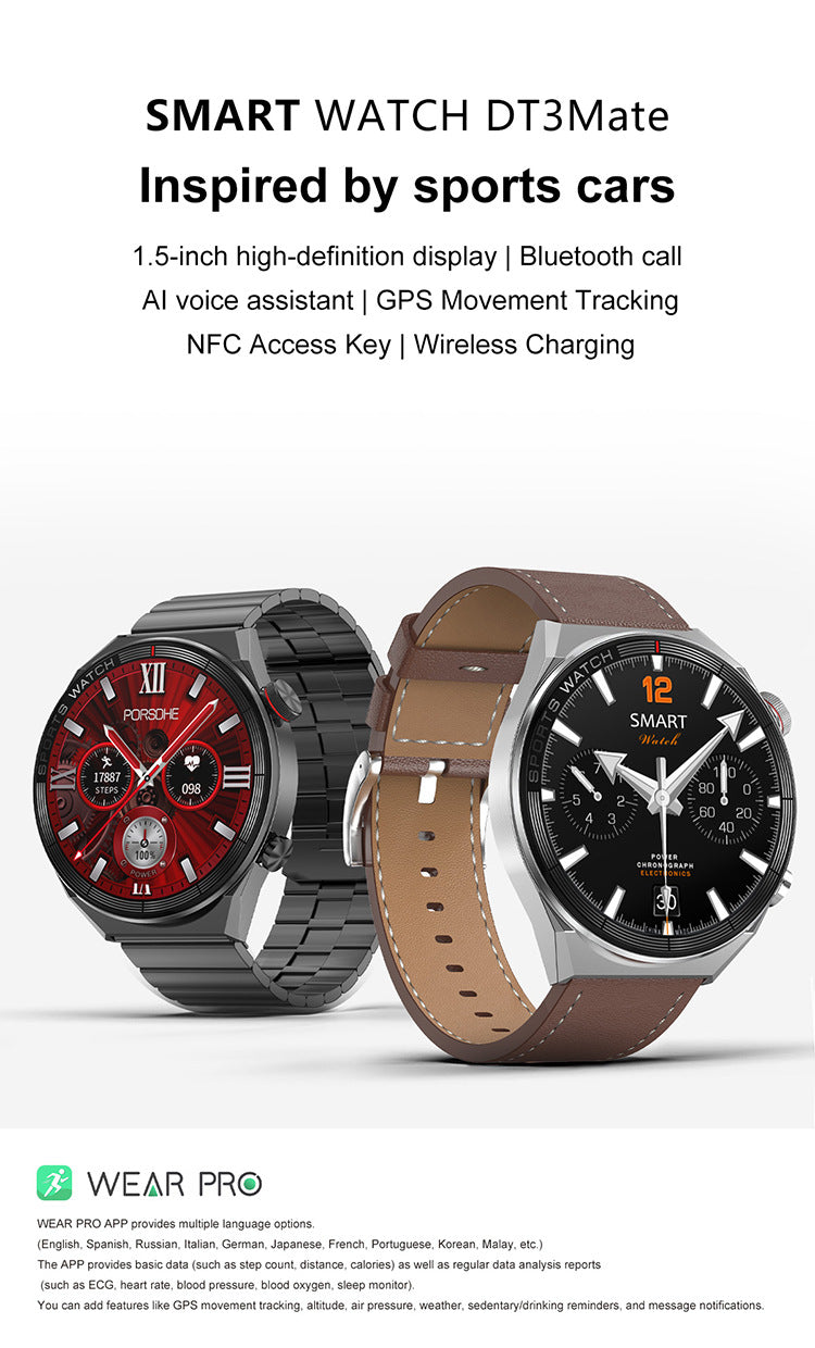 Smart Watch Bluetooth Calling Heart Rate Music Playback Product information: Color: Silver glue, vinyl, silver leather, black leather, silver steel, black steel Packing List: watch, charging cable, instruction, packing box Applicable people: women, men, n