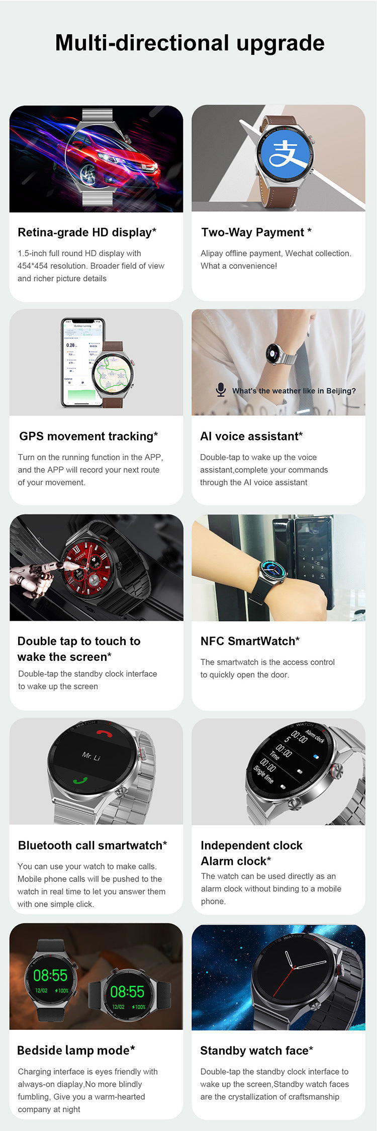 Smart Watch Bluetooth Calling Heart Rate Music Playback Product information: Color: Silver glue, vinyl, silver leather, black leather, silver steel, black steel Packing List: watch, charging cable, instruction, packing box Applicable people: women, men, n