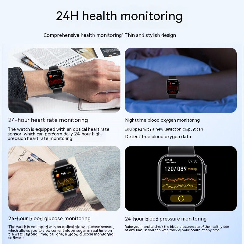 Smart Watch Bluetooth Calling Heart Rate Body Temperature Voice Assistant Smart Bracelet Sports Watch Product information: Color: black, pink, black and black leather, black and brown leather, golden brown leather Packing List: watch, description collecti