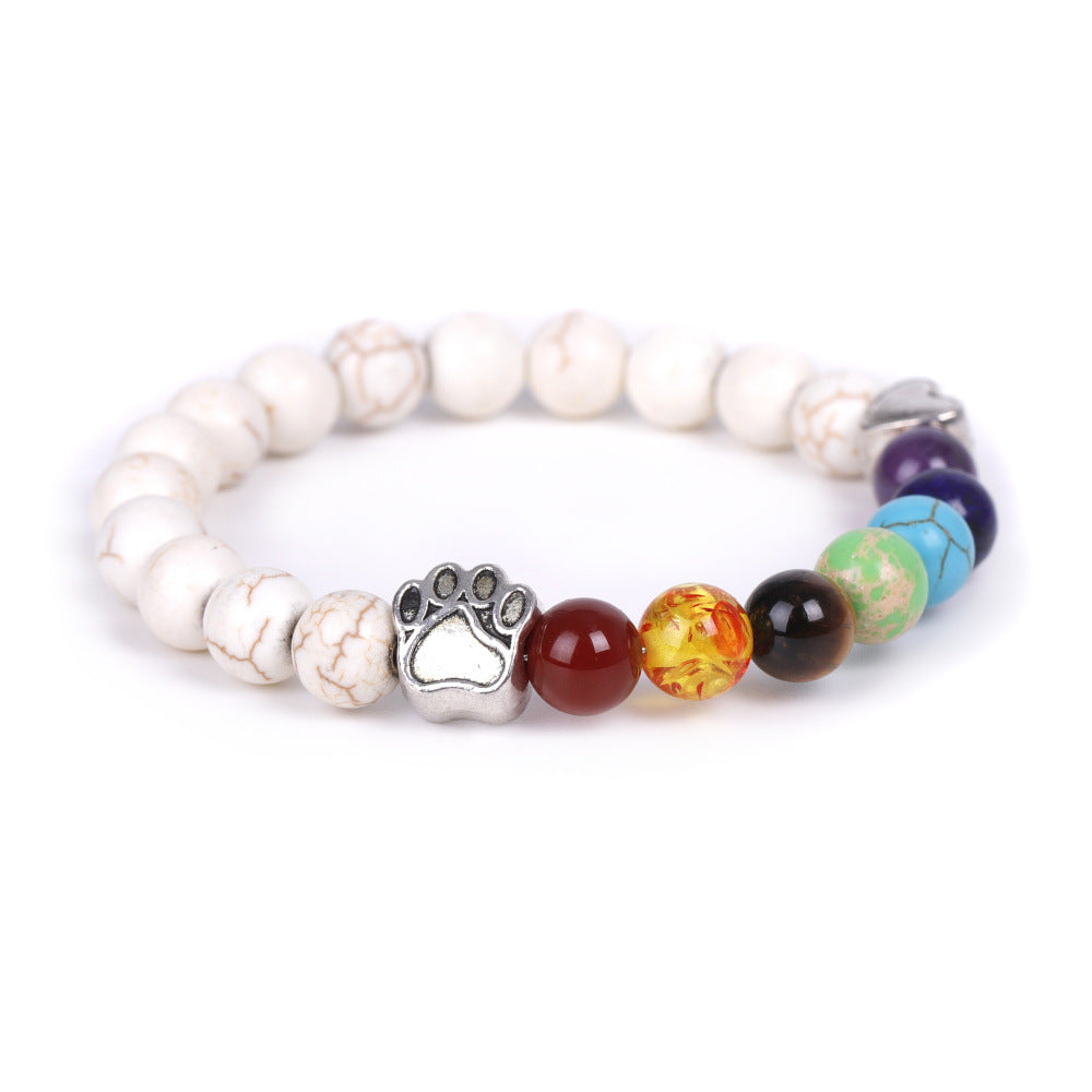 White Point Blue Love Small Peach Heart Colorful Natural Stone Bracelet Product information: Color: SY394A3901 glue filled white bark pine wood, SY394A4802 white dot blue, SY394A4803 Sunstone, SY394A4804 amazonite,SY394A4805 picture stone, SY394A4806 serp