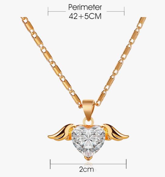 Heart Wings Necklace For Women Product information: Treatment Process: Electroplating Color: 01KC gold 9484,02 White K 9487,03 Rose Gold 9046 Material: Copper Popular elements: Love/heart Applicable population: Female Size: Packing list: Necklace *1 Produ