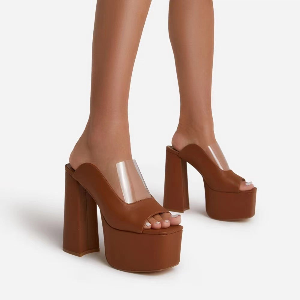 Solid Color Thick Heel Sandal Female Overview: Unique design, stylish and beautiful. Good material, comfortable feet. A variety of colors, any choice. Specification: Color: pink, gold, orange, light brown Size: 36,37,38,39,40,41,42,43 Upper material: arti