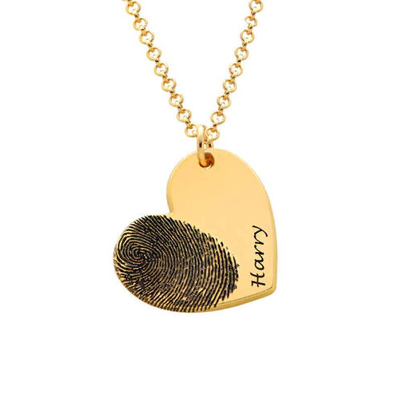 Personalized Fingerprint Necklace Custom Heart Necklace Name Necklace Memorial Gift Christmas Gift Valentines Day Gift Overview Your personalized fingerprint and text can be engraved This is a great way to keep your loved one close to you all day! Just se
