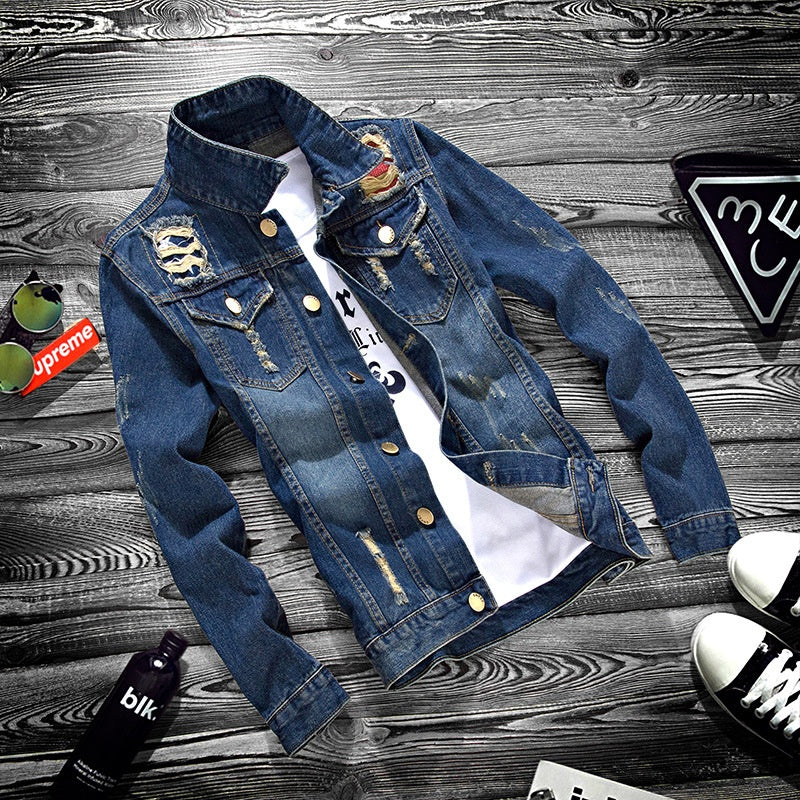 Fashion lapel men's denim jacket jacket men casual Main fabric composition; cotton The content of the main fabric composition; 60 (%) Lining ingredient content; 60 (%) Applicable scene; leisure Style details; button decoration size Shoulder width（CM） bust