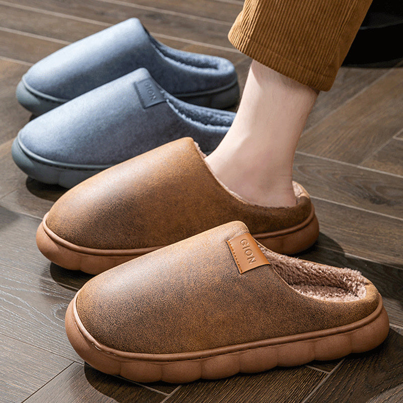 Men's Home Slippers Winter Warm Fleece Shoes Indoor Bedroom Floor Plush Slippers For Women Couple Product information: Sole material :pvc Applicable gender: Neutral/male/female How to wear: sleeve/overshoes Popular element: car stitching Thickness: normal