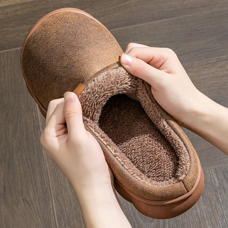 Men's Home Slippers Winter Warm Fleece Shoes Indoor Bedroom Floor Plush Slippers For Women Couple Product information: Sole material :pvc Applicable gender: Neutral/male/female How to wear: sleeve/overshoes Popular element: car stitching Thickness: normal
