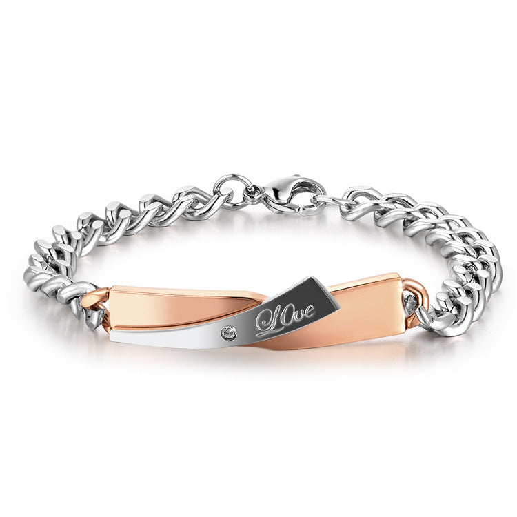 Couple Cross-design Bracelet Overview: Unique design, stylish and beautiful. Good material, comfortable wear. A variety of colors, any choice. Product information: Metail: stainless steel Style: Cute, Romantic Closure Type: Loster Model Number: Pair brace