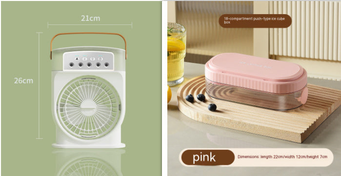 Portable USB Air Conditioner Cooling Fan With 5 Sprays 7 Color Light 600ML Water Tank Spray Mist Air Cooler Humidifiers Overview: 1. Fan And Humidifiers 2. 7 Color Led Lights 3. Leather Handle Design 4. Fan Adjustable Up And Down 5. Removable Water Tank D