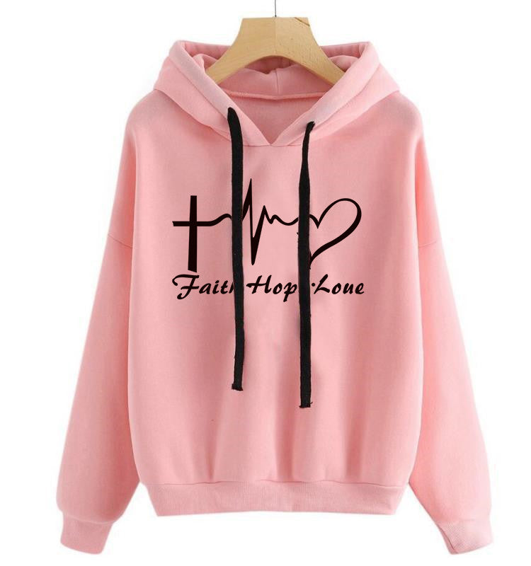 Heart Print Hoodie Sweatshirt Pullover Tops Women Long Sleeve Sports Clothes Product Information: Style: Street Design: Floral Style: Pullover Version: Straight tube type Combination form: single piece set Length: ordinary style (50cm < length ≤65cm) Slee