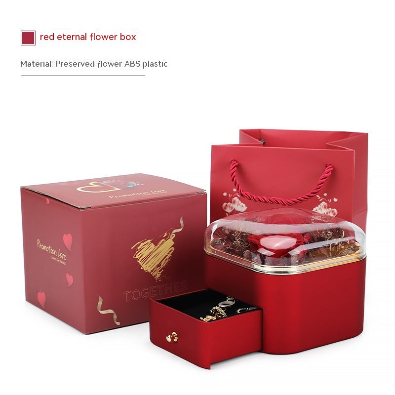 Valentines Day Rose Flower Drawer Jewelry Box Earrings Ring Necklace Storage Valentine's Day Gift Box Romantic Jewelry Packaging Box Overview: Applicable Occasions: Valentine's Day; Mother's Day; Christmas, Wedding, Birthday, Anniversary, etc. Perfect Gif