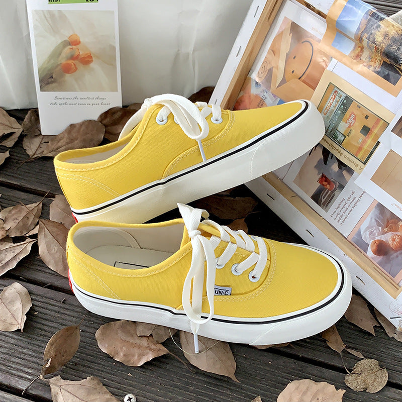 Fashion All-match Student White Shoes Trendy Sneakers Product information: Applicable age group: adult Upper Material: Canvas Sole Material: Rubber Style: Korean Color: black, sky blue, fairy pink, fluorescent green, Tiffany green, dragon fruit red, milk