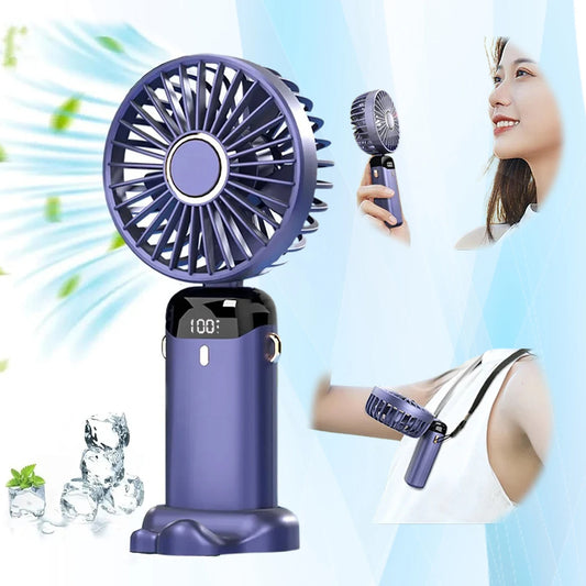 USB Rechargeable Mini Portable Handheld Electric Fan Foldable Neck Hanging Outdoor Fan Adjustable 5 Speed Powerful Air Cooler Overview: 3-in-1 Design: Handheld Fan, Desk Fan, Neck Fan, Mini and compact, can be carried anywhere, really space-saving, this s