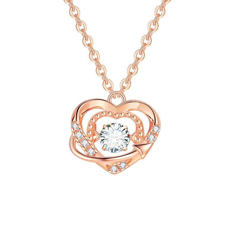 Heart Necklace S925 Sterling Silver Product information: Treatment Process: Seiko Color: smart heart necklace-Rose, smart heart necklace-White Pendant material: 925 silver Chain style: O-shaped chain Material: Silver Purity: 925 silver Popular elements: L