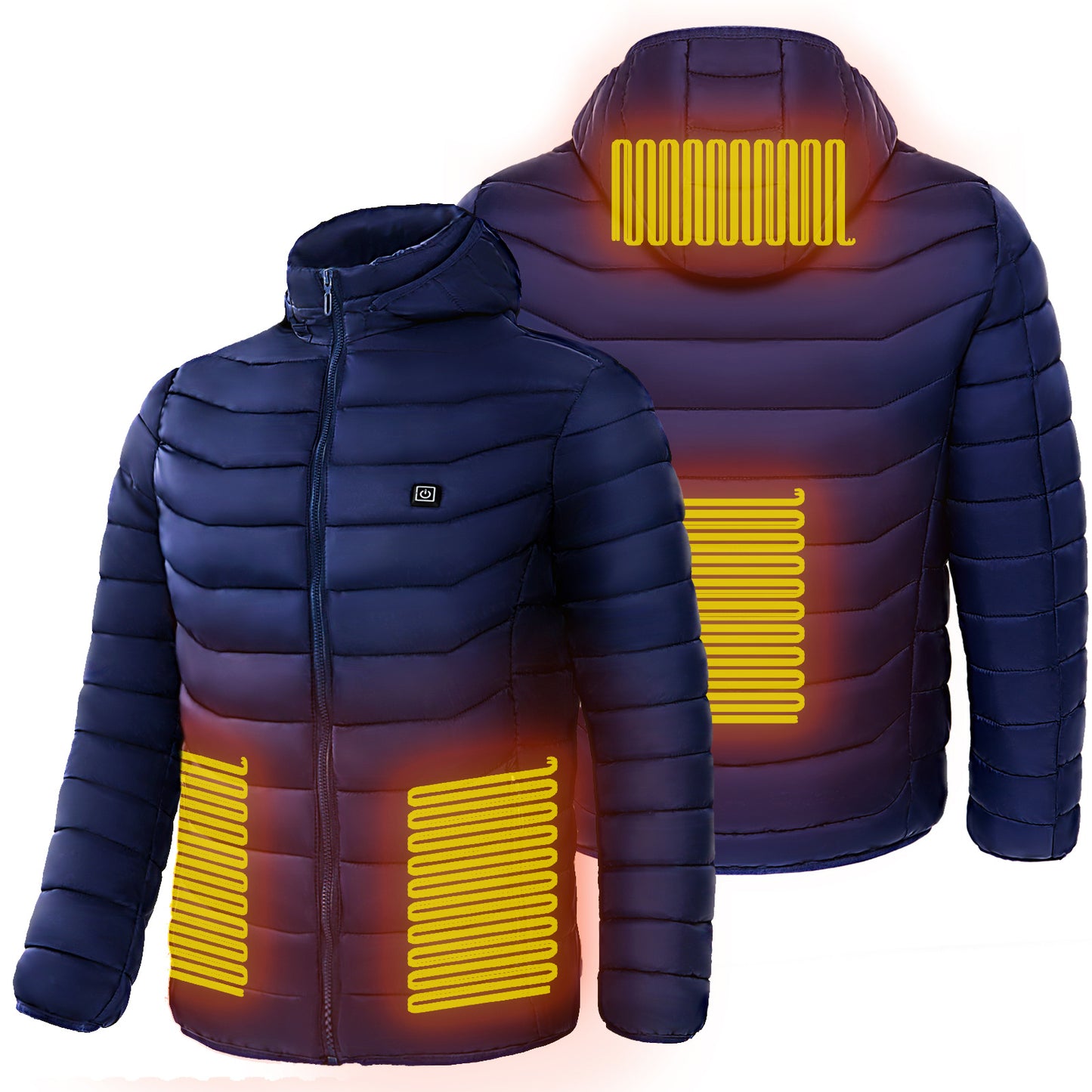Men Heated Puffer Jacket Electric Heating Coat Insulated Hood Windbreaker 9Heat Zones Perfect for skiing: With its lightweight and long-sleeve puffer design, this heated jacket is ideal for skiing. It provides the necessary warmth without hindering your m