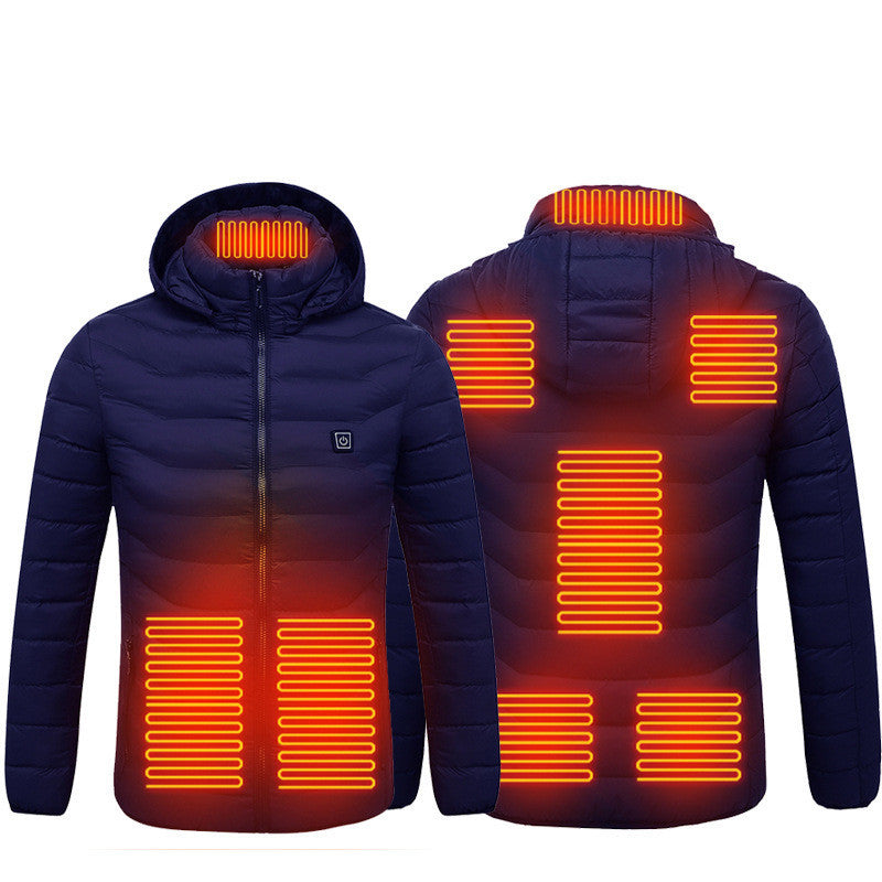 New Heated Jacket Coat USB Electric Jacket Cotton Heater Thermal Clothing Heating Vest Overview: LIGHTWEIGHT DESIGN FOR HEATING: Metallic dot lining, elastic cuffs, hem, removable hood, long sleeve and high-quality zippers help you better lock the heat, w