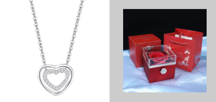S925 Sterling Silver Heart To Heart Pendant Necklace Product information: Treatment Process: Electroplating Color: XL0320 heart-to-heart necklace (white gold color),XL0320 heart-to-heart necklace (Rose Gold) Pendant material: 925 silver Chain style: cross