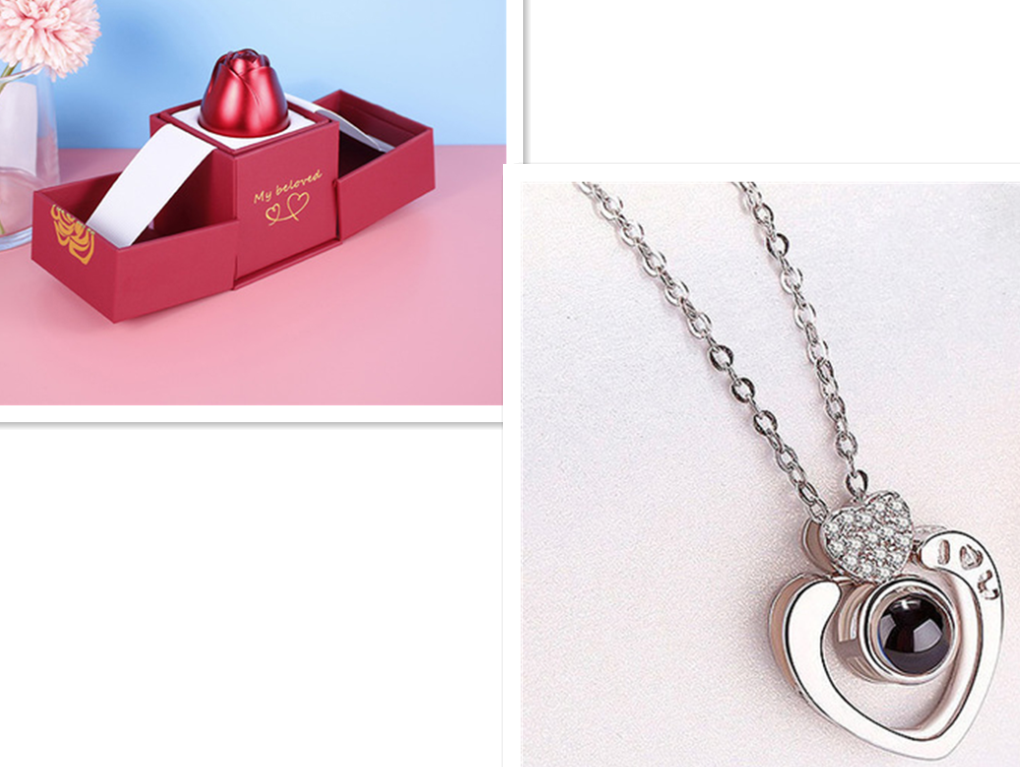 Hot Valentine's Day Gifts Metal Rose Jewelry Gift Box Necklace For Wedding Girlfriend Necklace Gifts Overview: 100% new design and high quality Must-have for fashion women Have a beautiful appearance Specifications: Necklace： Style: ethnic Material: Cryst