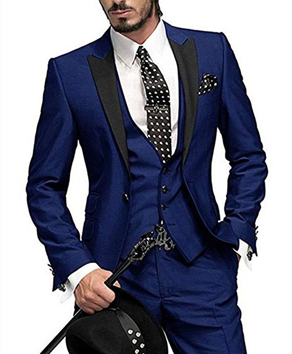 Men's Three-piece Suit Bridegroom Best Man Wedding Suit Men Product information: Color: red, blue, purple, black, white, sapphire blue, dark blue, pink, mint green, champagne, dark green, light pink, gray, wine red Size: XS,S,M,L,XL,XXL,3XL,4XL,5XL Versio