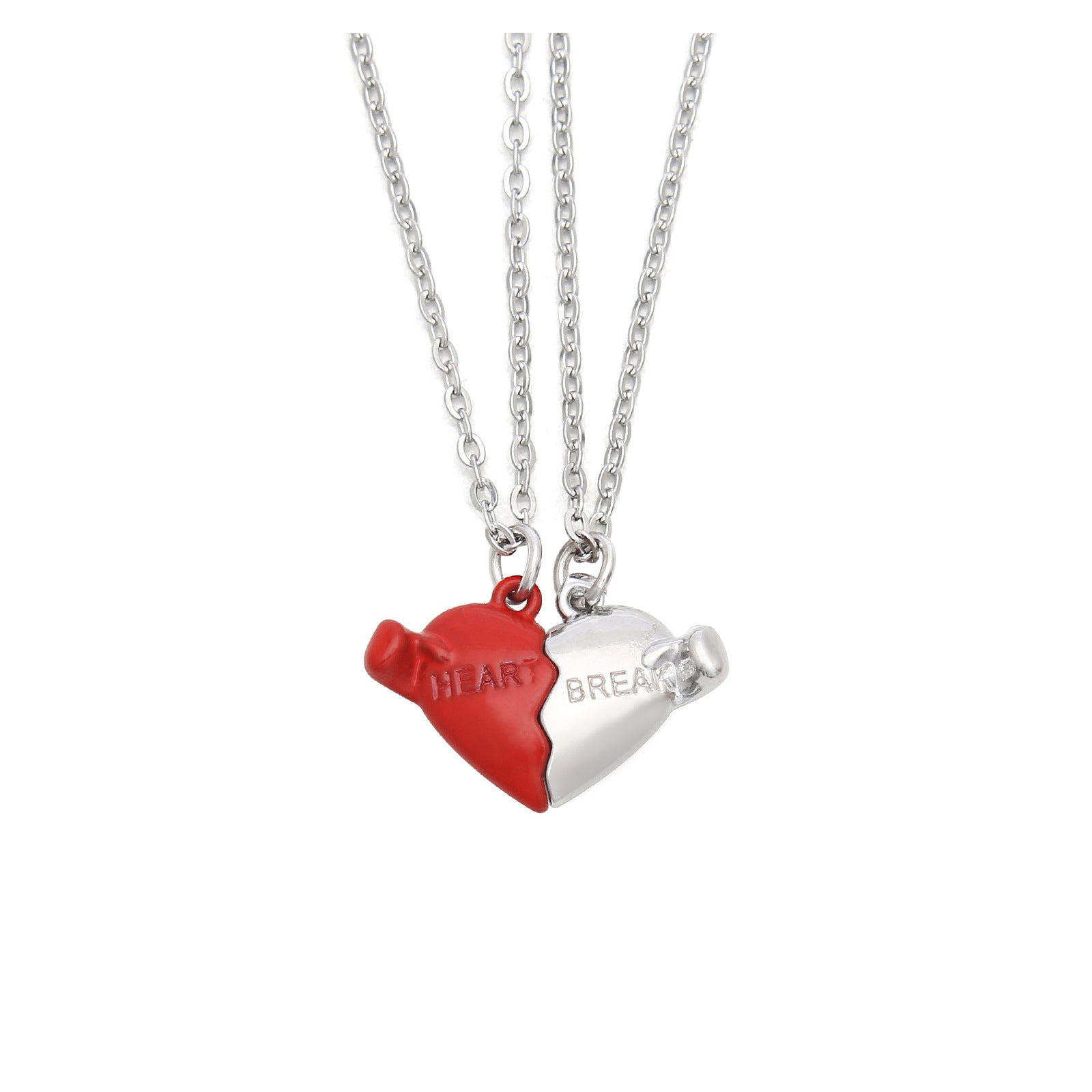 Holding Heart Magnet Pendant Couple Necklace For Love Product Information: Material: Mixed material Processing process: handmade Shape: Heart shape Chain pattern: cross chain Layer or not: No Pendant material: Alloy Popular element: Hearts/hearts Style: C
