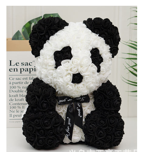 Valentine's Day Gift Rose Bear Eternal Flower Rose Teddy Bear PE Foam Bear 25cm Valentines Day Overview: Rose Bear — The rose bear is about 10*7*7 inches (length*width*height). This eternal rose bear symbolizes eternal love, affection, friendship and stab