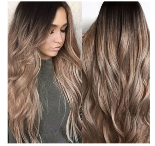 European and American ladies mid-wigs Product Name: European and American ladies' gradient long curly hair Product material: imported matte high temperature silk (Korean silk) Product intranet: high-end rose intranet Product color: model picture color Pro